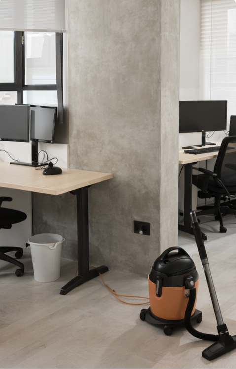 Oficina pequeña ordenada lista para trabajar